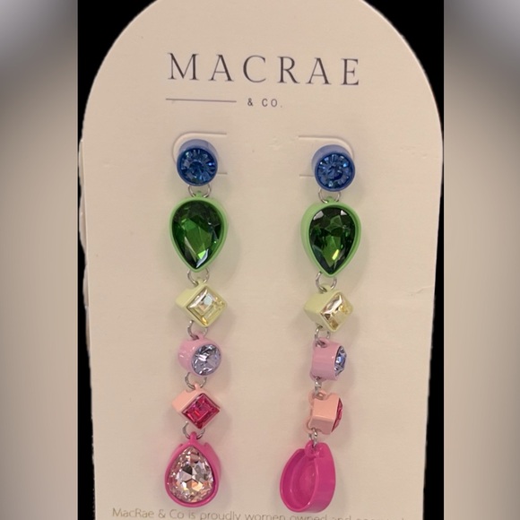 NWT 🌈 Macrae & Co. MultiColored crystals gorgeous Earrings - Picture 8 of 9